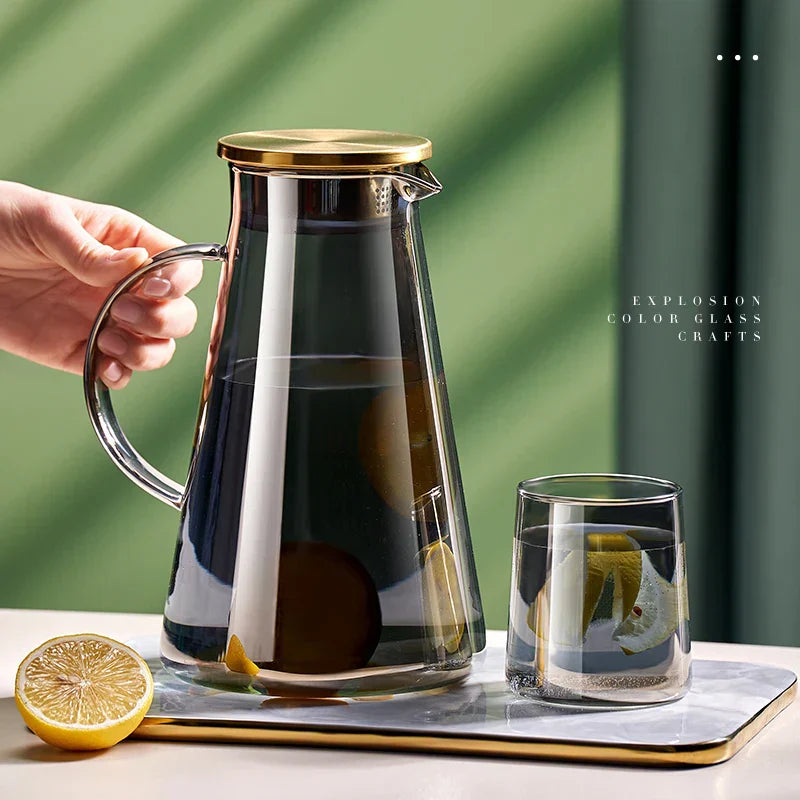 DecorBites™ Glass Tea Jug & Water Kettle Set - Heat Resistant Teaware Tray & Accessories